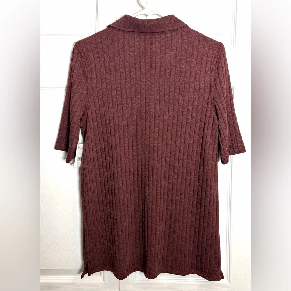 Free People Knit Top Heart Strings Short Sleeve Ribbed Shirt Mahogany Size Small - Picture 4 of 10